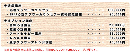 心理フラワーカウンセリング講座 価格